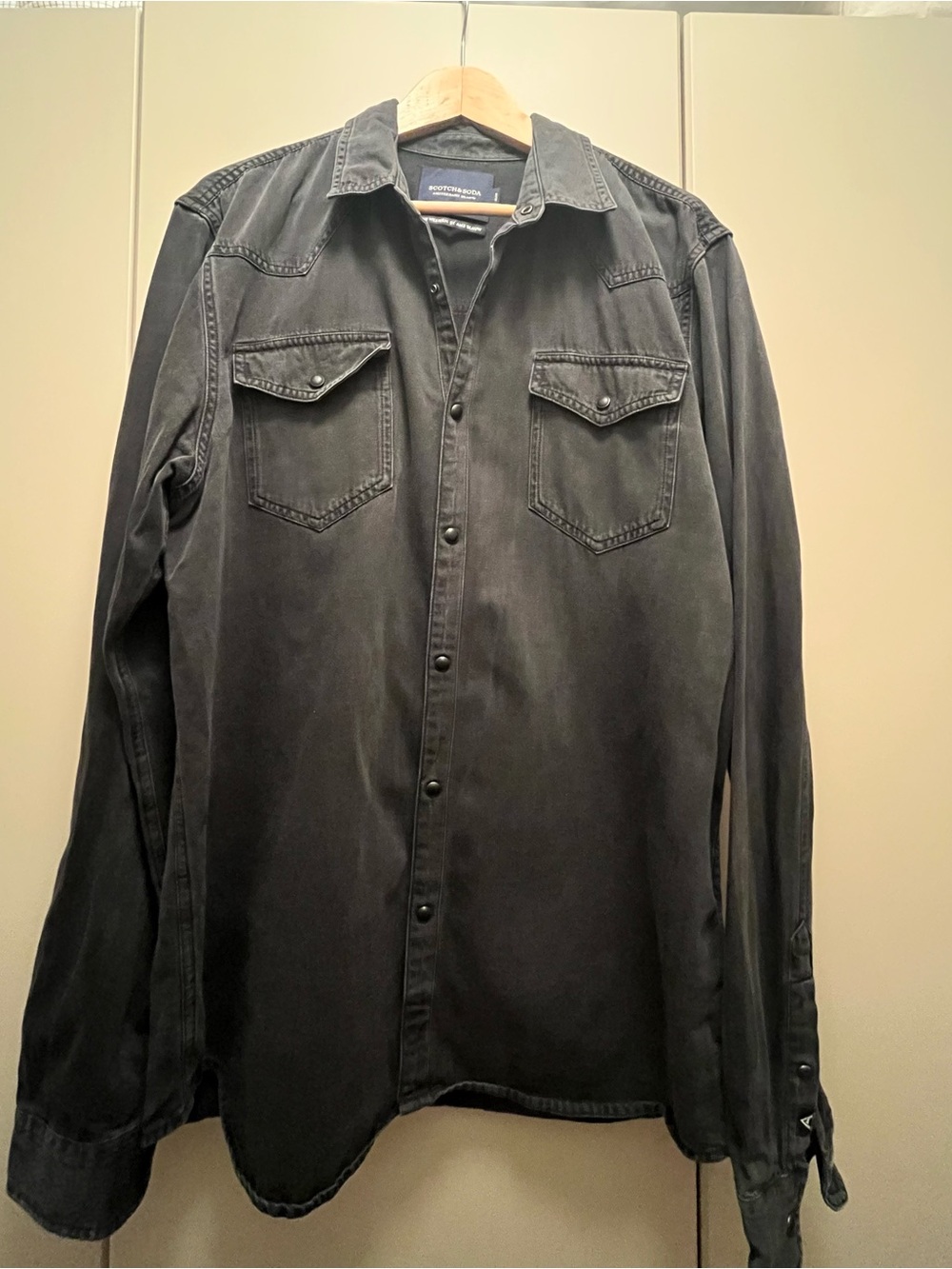 Scotch & Soda Black Casual Button-Down Western Shirt